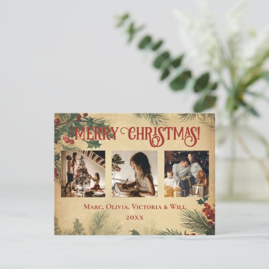 ヴィンテージメリークリスマスフォト シーズンポストカード (スタンド正面)