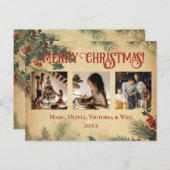 ヴィンテージメリークリスマスフォト シーズンポストカード (正面/裏面)