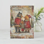 ヴィンテージメリークリスマスベアーファミリー雪 シーズンカード (スタンド正面)