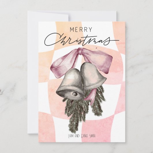 ヴィンテージメリークリスマスベルズがクリスマスを祝う シーズンカード (正面)