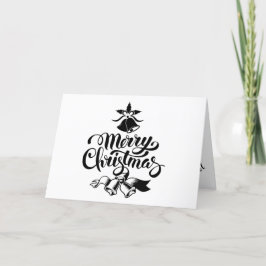 ヴィンテージメリークリスマスベルズ折り畳みホリデーカード シーズンカード