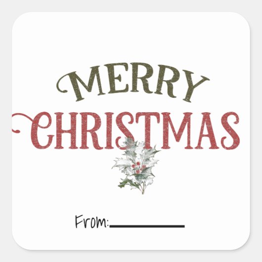 ヴィンテージメリークリスマスホリデーズホリデータイプ スクエアシール (正面)