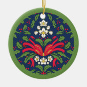 ヴィンテージメリークリスマスホリー離れズ、タイドボウ セラミックオーナメント (正面)