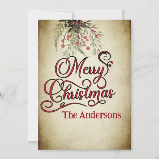 ヴィンテージメリークリスマスボタニカル シーズンカード (正面)