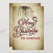 ヴィンテージメリークリスマスボタニカル シーズンカード (正面/裏面)