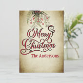 ヴィンテージメリークリスマスボタニカル シーズンカード (スタンド正面)