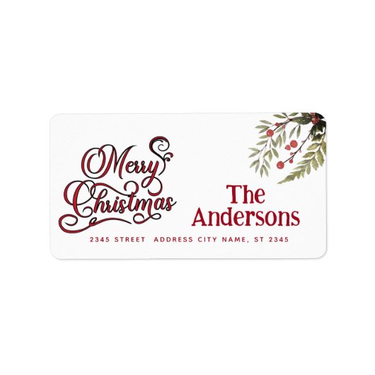 ヴィンテージメリークリスマスボタニカル ラベル (正面)