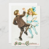 ヴィンテージメリークリスマスボーイ&ガールダンス シーズンカード (正面/裏面)