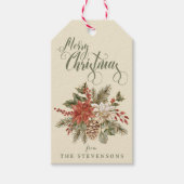 ヴィンテージメリークリスマスポインセチア ギフトタグ (正面)