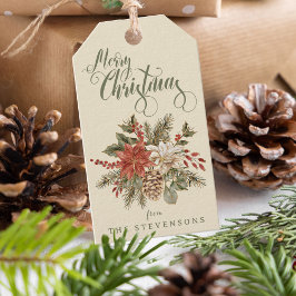 ヴィンテージメリークリスマスポインセチア ギフトタグ