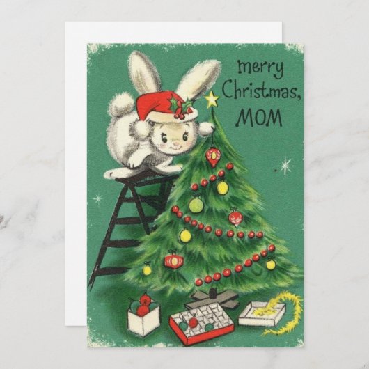 ヴィンテージメリークリスマスマムバニ飾ーの木 シーズンカード (正面/裏面)