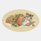 ヴィンテージメリークリスマスメール猫 楕円形シール (正面)