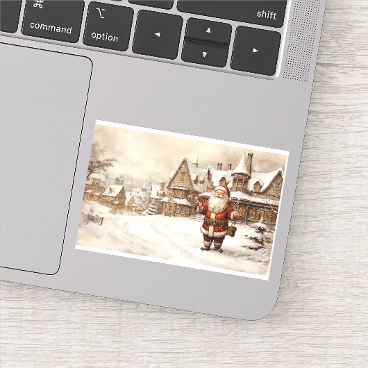 ヴィンテージメリークリスマスレッドサンタ シール (詳細)