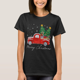 ヴィンテージメリークリスマスレッドトラッククリスマスツリーS Tシャツ