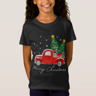 ヴィンテージメリークリスマスレッドトラッククリスマスツリーS Tシャツ