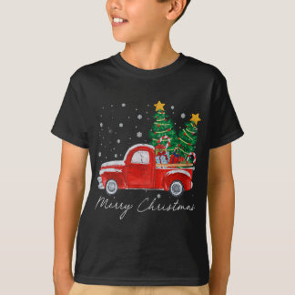 ヴィンテージメリークリスマスレッドトラッククリスマスツリーS Tシャツ