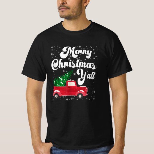 ヴィンテージメリークリスマスレッドトラックファッションド旧 Tシャツ (正面)