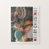 ヴィンテージメリークリスマスレトロカラフルタイポグラフィ ジグソーパズル (縦)