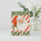 ヴィンテージメリークリスマスレトロサンタクロース シーズンポストカード (スタンド正面)