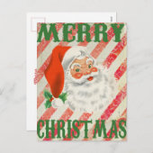 ヴィンテージメリークリスマスレトロサンタクロース シーズンポストカード (正面/裏面)
