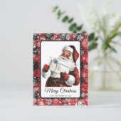 ヴィンテージメリークリスマスレトロサンタクロース ポストカード (スタンド正面)