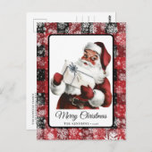 ヴィンテージメリークリスマスレトロサンタクロース ポストカード (正面/裏面)