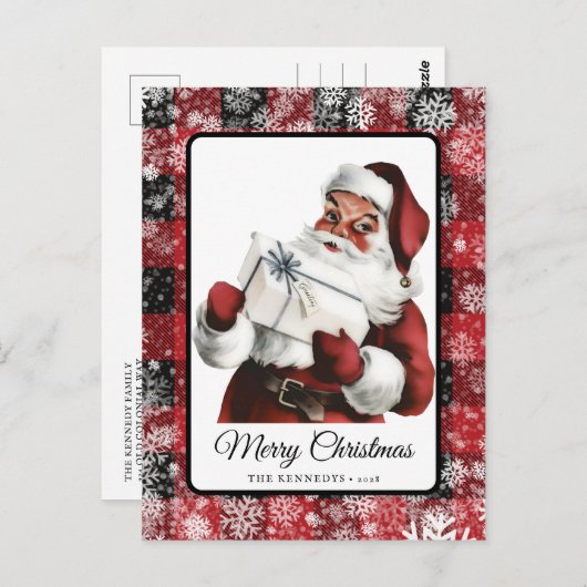 ヴィンテージメリークリスマスレトロサンタクロース ポストカード (正面/裏面)