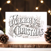 ヴィンテージメリークリスマスレトロタイポグラフィはがき シーズンポストカード