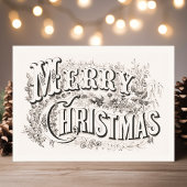 ヴィンテージメリークリスマスレトロタイポグラフィはがき シーズンポストカード