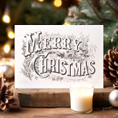 ヴィンテージメリークリスマスレトロタイポグラフィはがき シーズンポストカード