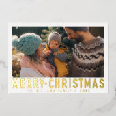 ヴィンテージメリークリスマスレトロタイポグラフィ |赤 箔シーズンカード (正面)