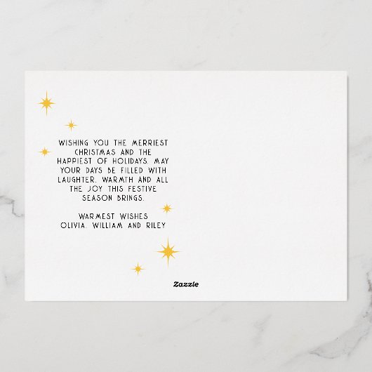 ヴィンテージメリークリスマスレトロタイポグラフィ |赤 箔シーズンカード (裏面)