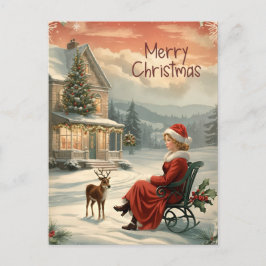 ヴィンテージメリークリスマス伝統的はがき シーズンポストカード