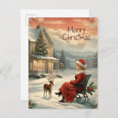 ヴィンテージメリークリスマス伝統的はがき シーズンポストカード (正面/裏面)