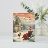 ヴィンテージメリークリスマス伝統的はがき シーズンポストカード (スタンド正面)
