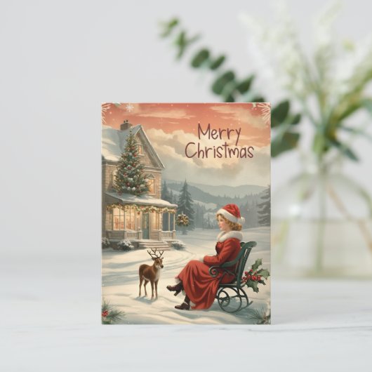 ヴィンテージメリークリスマス伝統的はがき シーズンポストカード (スタンド正面)