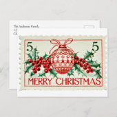ヴィンテージメリークリスマス切手 シーズンポストカード (正面/裏面)