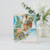 ヴィンテージメリークリスマス老人と木の休日 シーズンポストカード (スタンド正面)