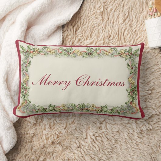 ヴィンテージメリークリスマス角形枕 ランバークッション (ブランケット)