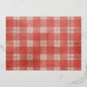 ヴィンテージメリークリスマス赤い格子模様カスタムの写真 箔シーズンカード (裏面)