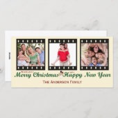 ヴィンテージメリークリスマス雪だるまフォトカード シーズンカード (正面/裏面)