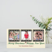 ヴィンテージメリークリスマス雪だるまフォトカード シーズンカード (スタンド正面)