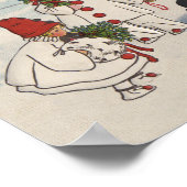 ヴィンテージメリークリスマス雪の子供の休日 ポスター (角)