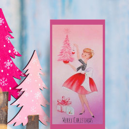 ヴィンテージメリークリスマス飾ガールの木 シーズンカード