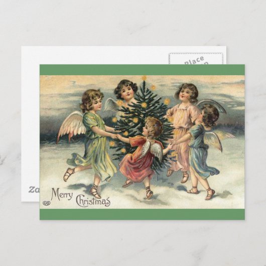 ヴィンテージメリークリスマス・エンジェル・チルドレン シーズンポストカード (正面/裏面)