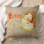 ヴィンテージメリークリスマス&サンタオンバーラ素朴ップ クッション (ブランケット)
