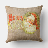 ヴィンテージメリークリスマス&サンタオンバーラ素朴ップ クッション (裏面)