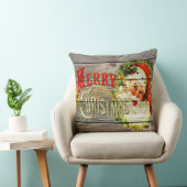 ヴィンテージメリークリスマス&サンタ素朴オンオールドウッド クッション (椅子)