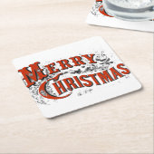 ヴィンテージメリークリスマス スクエアペーパーコースター (アングル)
