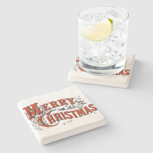 ヴィンテージメリークリスマス ストーンコースター (横)